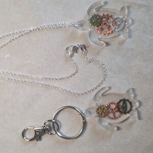 Hand Crafted Acrylic Turtle Necklace or Keychain